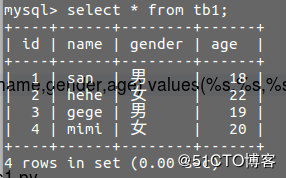 pymysql对数据库基础操作与模拟sql注入